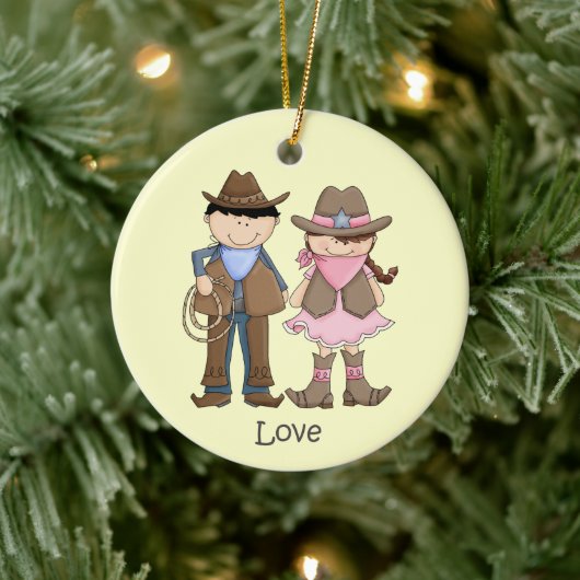 Cute Cowgirl en Cowboy Love Ornament (Boom)