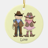 Cute Cowgirl en Cowboy Love Ornament (Voorkant)