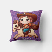 Cute Cowgirl en Paard Western Verjaardag  Kussen (Achterkant)