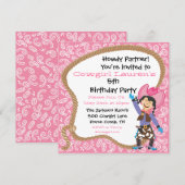 Cute cowgirl feest lasso Uitnodigingskaart Kaart (Voorkant / Achterkant)