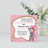 Cute cowgirl feest lasso Uitnodigingskaart Kaart (Staand voorkant)