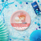 Cute Cowgirl Hugs Lamb Girls Birthday Party Papieren Bordje (Feest)