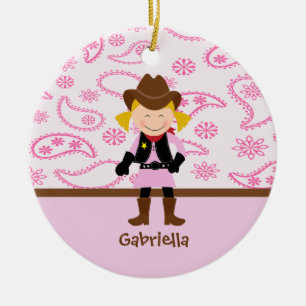Cute Cowgirl in Roze Ornament