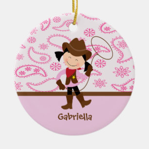 Cute Cowgirl in Roze Ornament