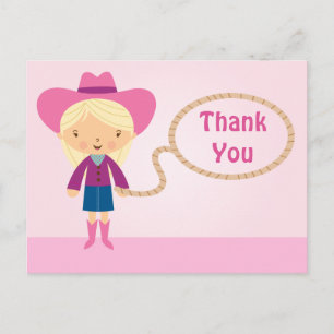 Cute cowgirl lasso meisje bedankt je briefkaart