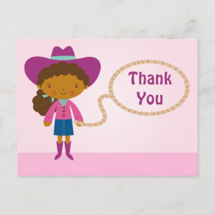 Cute cowgirl lasso meisje bedankt je briefkaart