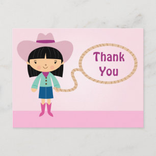 Cute cowgirl lasso meisje bedankt je briefkaart