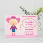 Cute cowgirl lasso meisjesfeest Uitnodiging (Staand voorkant)