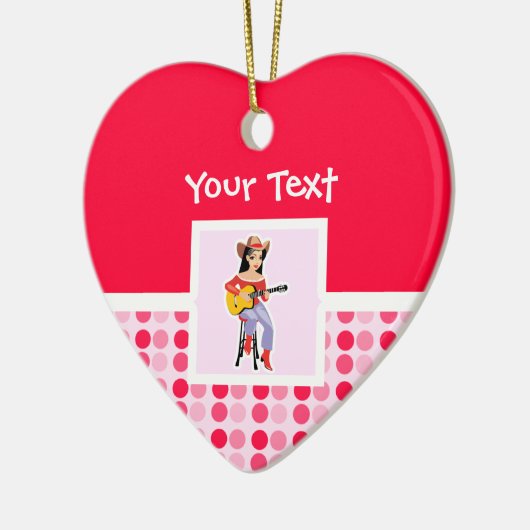 Cute Cowgirl met Guitar Keramisch Ornament (Links)