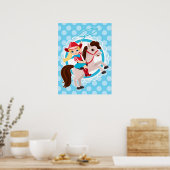 Cute Cowgirl op paard - Rodeo Blonde Poster (Keuken)
