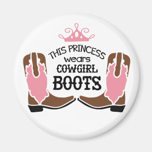 Cute Cowgirl Princess Cowboy Boots Horse Western Magneet