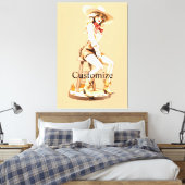 Cute Cowgirl Sitting Thunder_Cove Canvas Afdruk (Insitu (Slaapkamer))