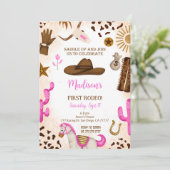 Cute Cowgirl Uitnodiging (Staand voorkant)