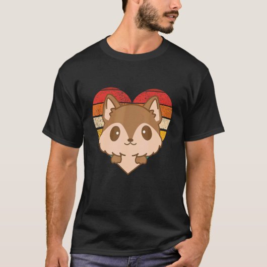 Cute Coyote Retro Heart Shape T-shirt (Voorkant)