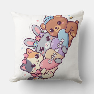 Cute & Coz Kawaii Dieren Trio Pastel Worpkussen Kussen