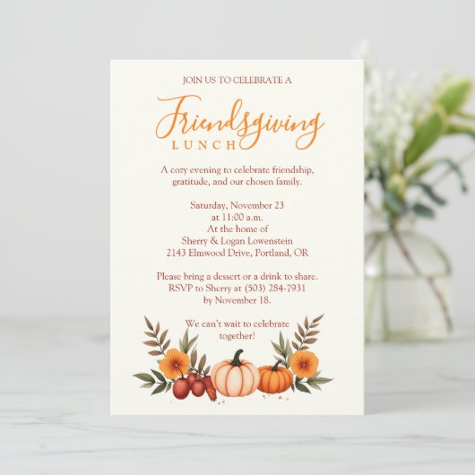 Cute Cozy Autumn Friendsgiving Pumpkins Kaart (Staand voorkant)