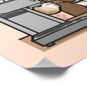 Cute Cozy Cartoon Barista Cat Poster (Hoek)