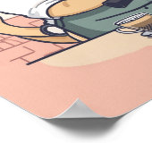 Cute Cozy Cartoon Barista Cat Poster (Hoek)