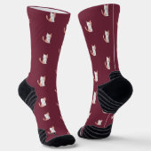 Cute Cozy Cat Burgundy Sokken (Gebogen)