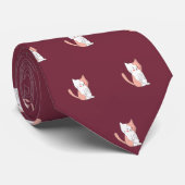 Cute Cozy Cat Burgundy Stropdas (Opgerold)