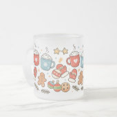 Cute Cozy Christmas Doodles Mug Matglas Koffiemok (Voorkant links)