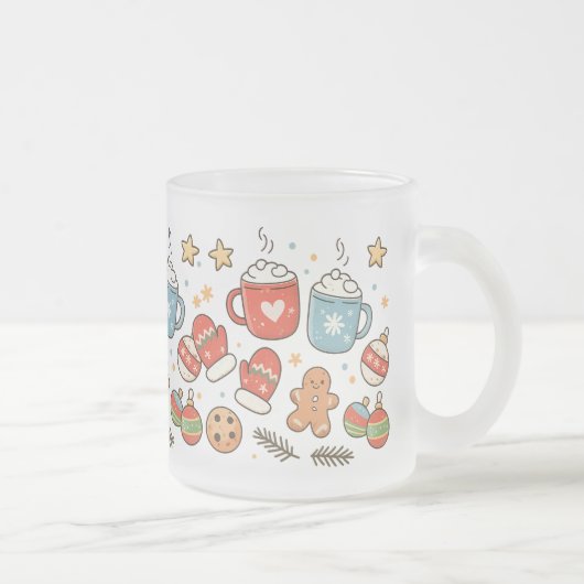 Cute Cozy Christmas Doodles Mug Matglas Koffiemok (Rechts)