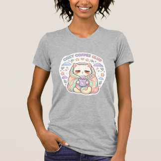 Cute Cozy Coffee Club Kawaii Kat Pastel Esthetiek  T-shirt