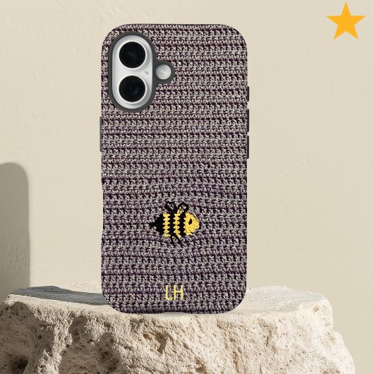 Cute Cozy Crochet Bee Yarn Custom Name Initials Case-Mate iPhone Case