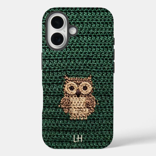 Cute Cozy Crochet Owl Yarn Custom Name Initials Case-Mate iPhone Case (Achterkant)