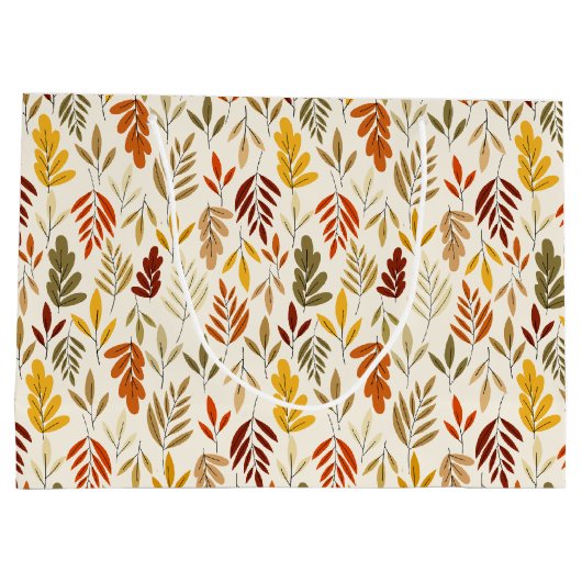 Cute Cozy Fall Leaves Pattern Groot Cadeauzakje (Achterkant)
