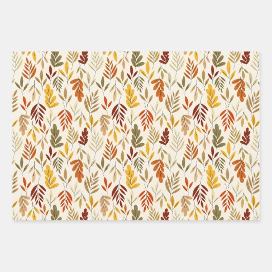 Cute Cozy Fall Leaves Pattern Inpakpapier Vel (Voorkant 3)