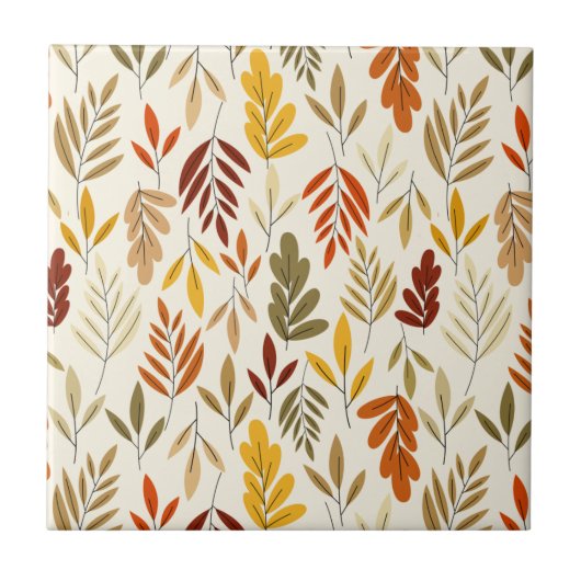 Cute Cozy Fall Leaves Pattern Tegeltje (Voorkant)
