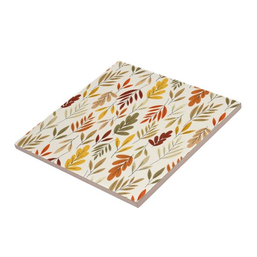 Cute Cozy Fall Leaves Pattern Tegeltje (Zijkant)