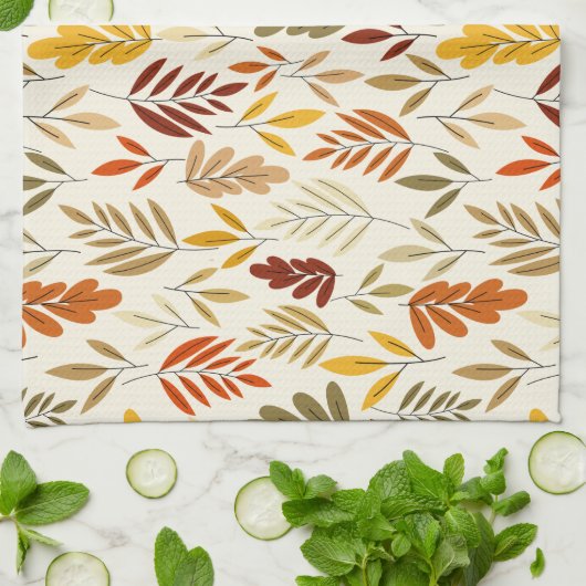 Cute Cozy Fall Leaves Pattern Theedoek (Gevouwen)