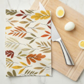 Cute Cozy Fall Leaves Pattern Theedoek (Quarter Fold)