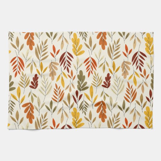 Cute Cozy Fall Leaves Pattern Theedoek (Horizontaal)