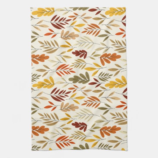 Cute Cozy Fall Leaves Pattern Theedoek (Verticaal)