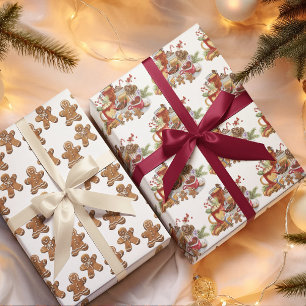 Cute Cozy Festive Sweet Trees Kerstfeestdag Inpakpapier Vel