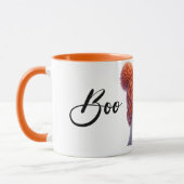 Cute Cozy Ghost in Knitted Hat Holding Pumpkin Mok (Links)