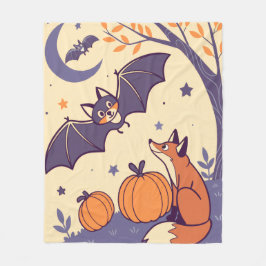 Cute & Cozy Halloween Blanket with Smiling Bats,  Fleece Deken