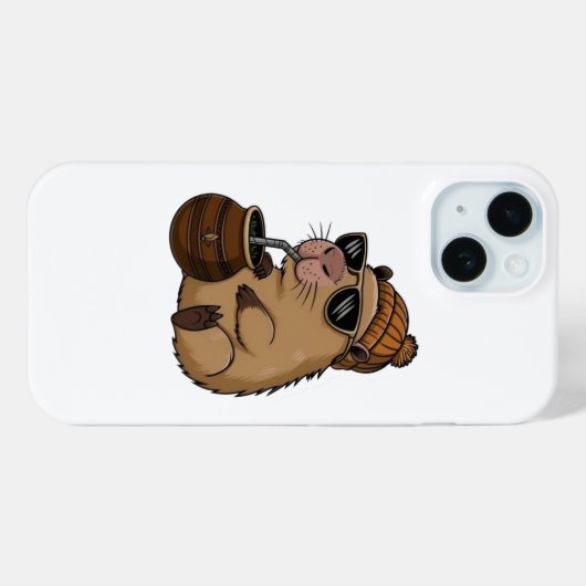 Cute Cozy Hamster Drinking Mate – Funny Aesthetic Case-Mate iPhone Case (Achterkant (horizontaal))