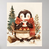 Cute Cozy Penguin Winter Nursery Wall Art Poster (Voorkant)