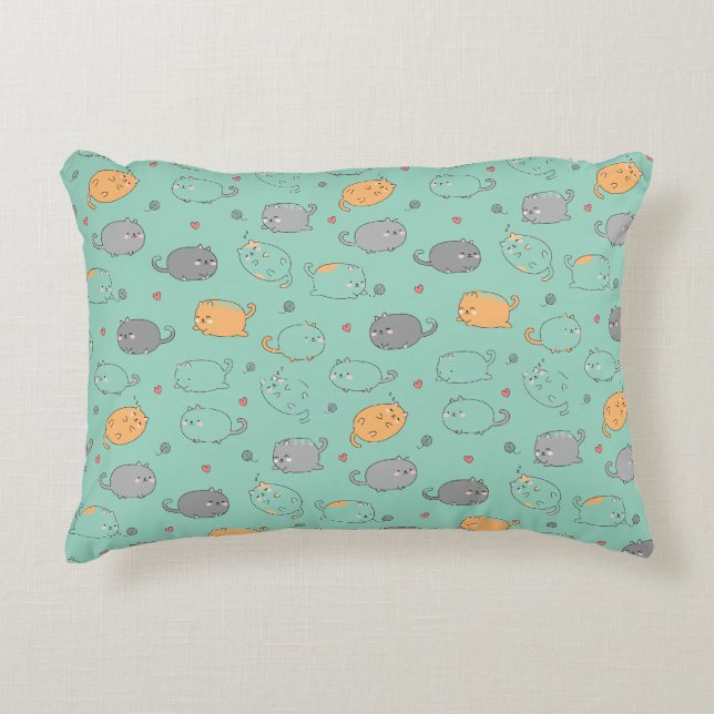Cute & Cozy Slaapkat Droompatroon Accent Kussen (Voorkant)