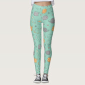 Cute & Cozy Slaapkat Droompatroon Leggings (Voorkant)