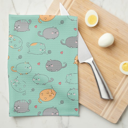 Cute & Cozy Slaapkat Droompatroon Theedoek (Quarter Fold)