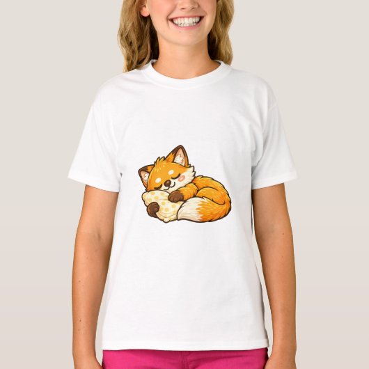Cute Cozy Sleeping Fox T-shirt (Voorkant)