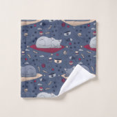 Cute & Cozy Sleepy Cat Dreams Patroon Bad Handdoek (Wasdoekje)