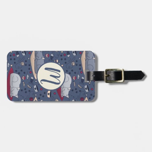 Cute & Cozy Sleepy Cat Dreams Patroon Bagagelabel (Voorkant horizontaal)