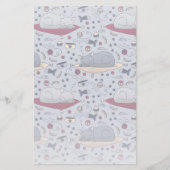 Cute & Cozy Sleepy Cat Dreams Patroon Briefpapier (Voorkant)