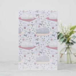 Cute & Cozy Sleepy Cat Dreams Patroon Briefpapier
